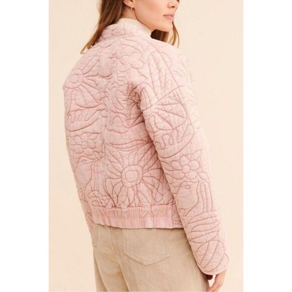 Anthropologie Relaxed Quilted Jacket Floral Cozy Evenings M - Picture 2 of 11